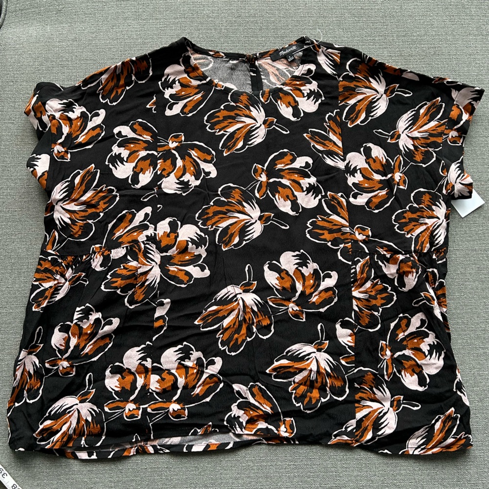 NEW! MADEWELL dusk blossom floral short sleeve blouse size small.